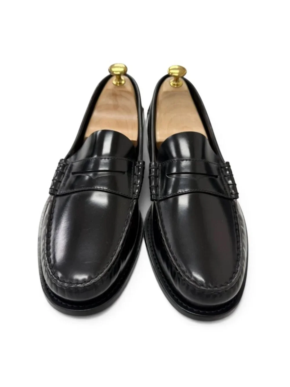 Prada Leather Penny Loafer Coin Loafers Flat Shoes Moccasins Black 8.5